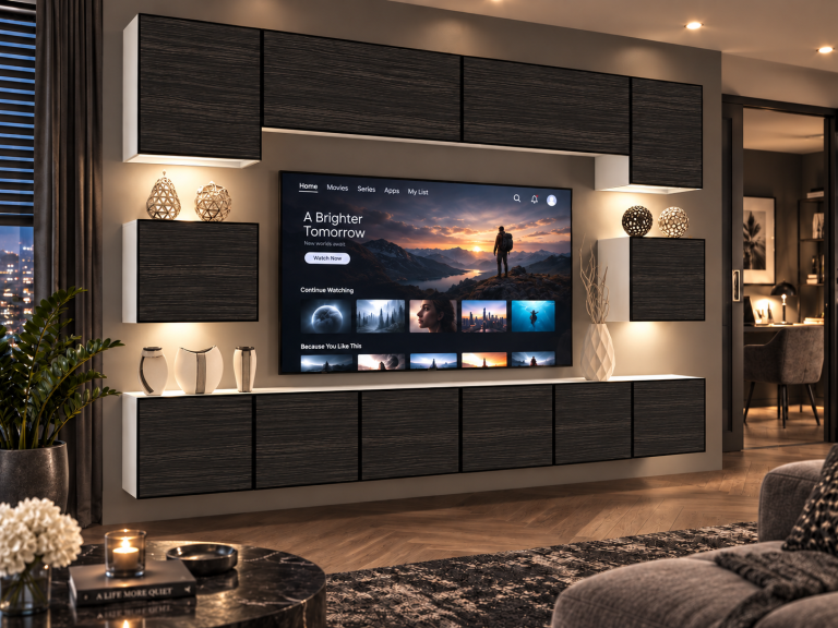Mobilă de sufragerie Linea 300 cm TV/RTV negru abanos Producător IMP L Tarantino 3/5/W/HK/0/0