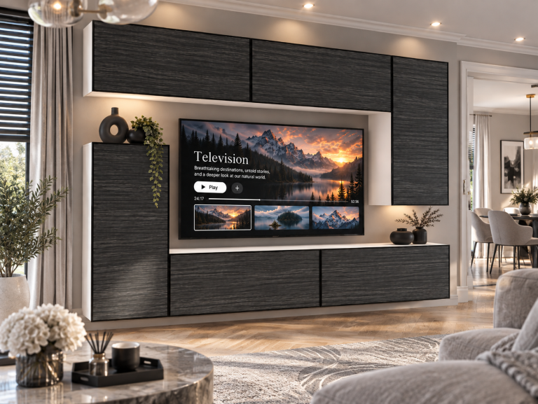 Mobilă de sufragerie Linea 250 cm TV/RTV negru abanos Producător IMP L Woody 8/5/W/HK/0/0