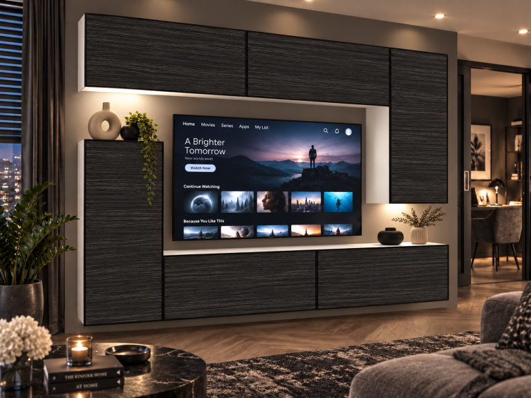Mobilă de sufragerie Linea 250 cm TV/RTV negru abanos Producător IMP L Woody 8/5/W/HK/0/0
