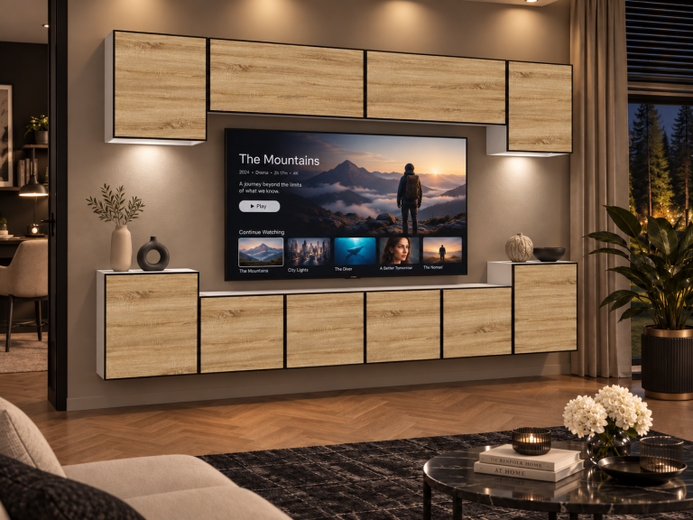 Mobilă de sufragerie Linea 300 cm TV/RTV aspect coloristic stejar Wotan stejar Sonoma Producător IMP L Hepburn 4/5/W/DS/0/0