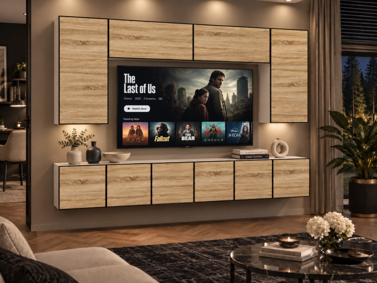 Mobilă de sufragerie Linea 300 cm TV/RTV aspect coloristic Wotan stejar Sonoma Producător IMP L Monroe 2/5/W/DS/0/0