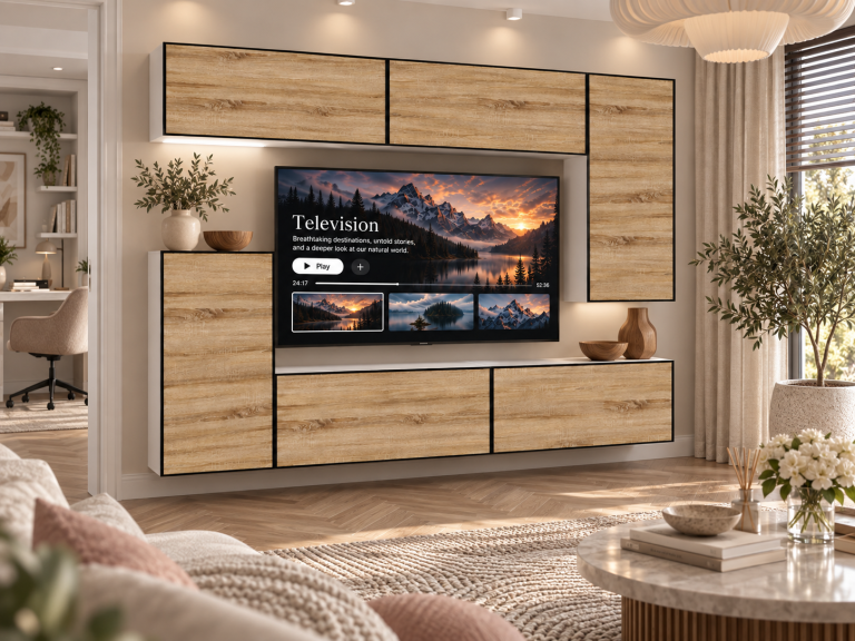 Mobilă de sufragerie Linea 250 cm TV/RTV aspect coloristic stejar Wotan stejar Sonoma Producător IMP L Woody 8/5/W/DS/0/0
