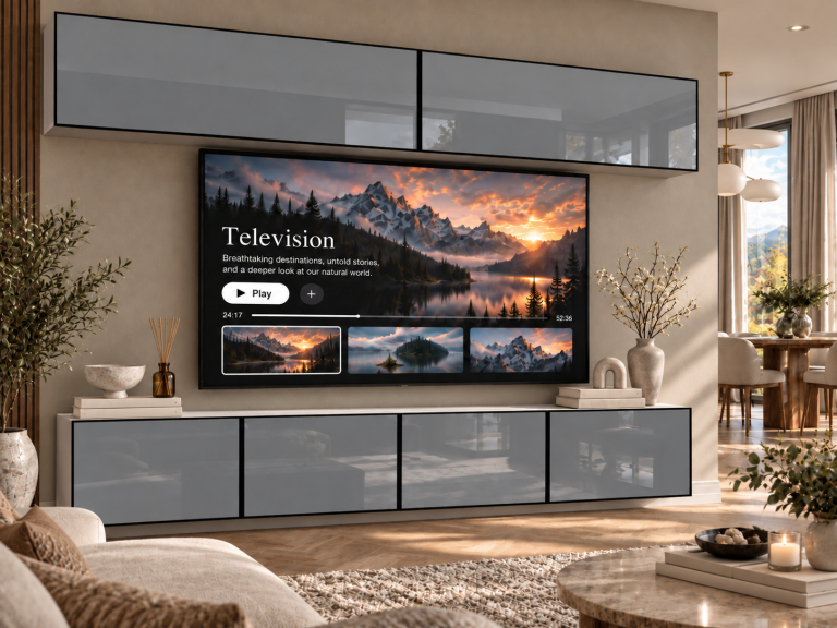 Mobilă de sufragerie Linea 200 cm TV/RTV gri lucios Producător IMP L Brando 6/5/W/S/0/0