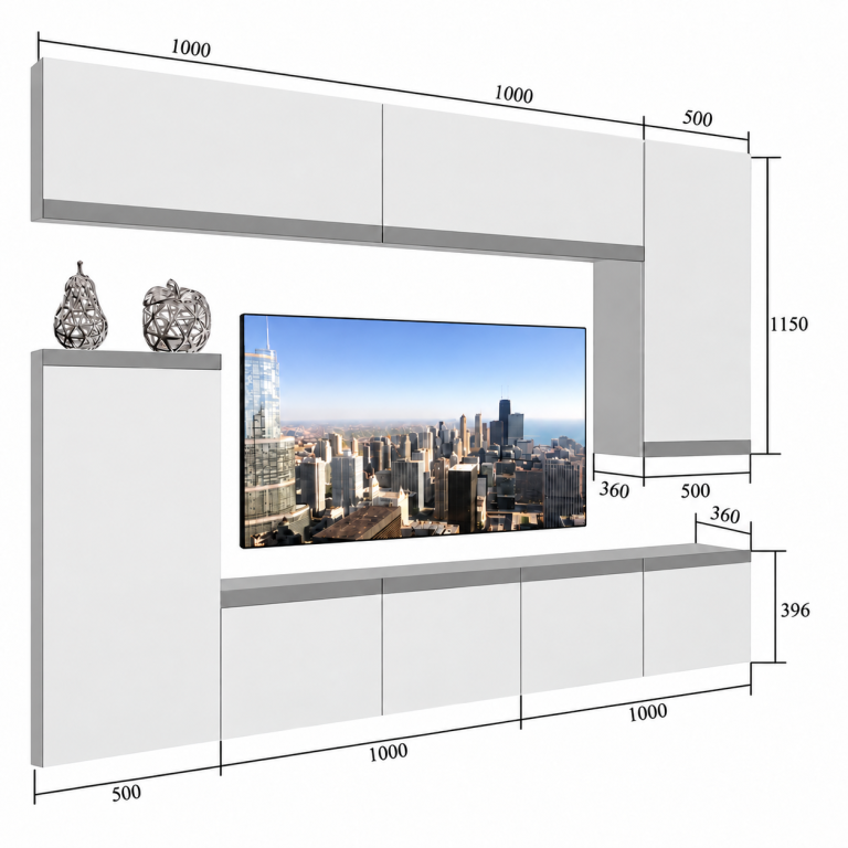 Mobilă sufragerie Prestige 250 cm pentru TV/RTV, negru lucios, Producător: IMP P Woody 8/5/W/B/0/0/SL