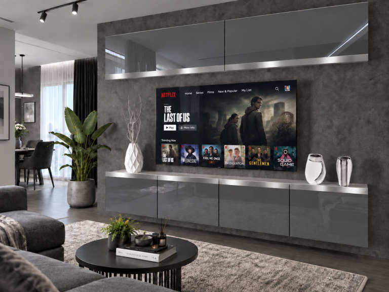 Mobilă de sufragerie Prestige 200 cm TV/RTV gri lucios Producător IMP P Brando 6/5/W/S/0/0/SL