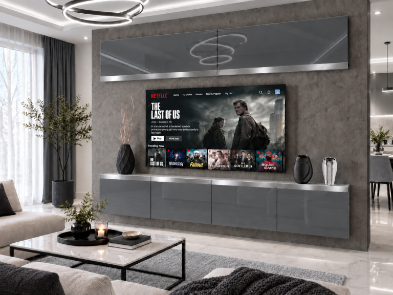 Mobilă de sufragerie Prestige 200 cm TV/RTV gri lucios Producător IMP P Brando 6/5/W/S/0/0/SL
