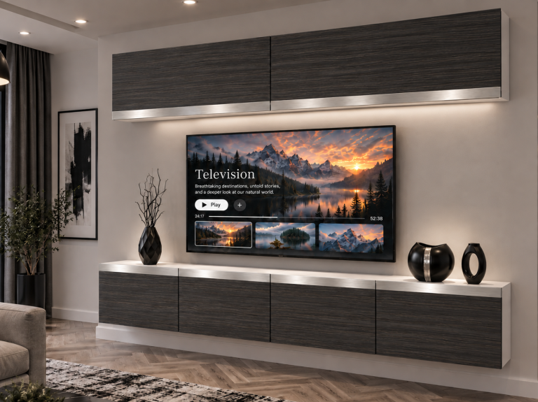 Mobilă sufragerie Prestige 200 cm TV/RTV negru eban Producent IMP P Brando 6/5/W/HK/0/0/SL