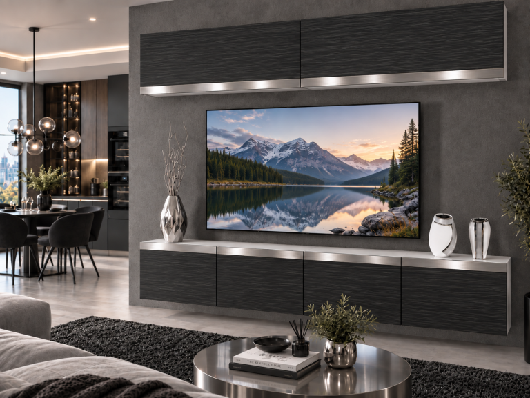 Mobilă sufragerie Prestige 200 cm TV/RTV negru eban Producent IMP P Brando 6/5/W/HK/0/0/SL