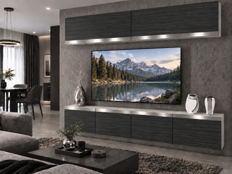 Mobilă sufragerie Prestige 200 cm TV/RTV negru eban Producent IMP P Brando 6/5/W/HK/0/0/SL