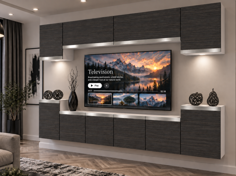 Mobilă de sufragerie Prestige 300 cm TV/RTV negru abanos Producător IMP P Hepburn 4/5/W/HK/0/0/SL