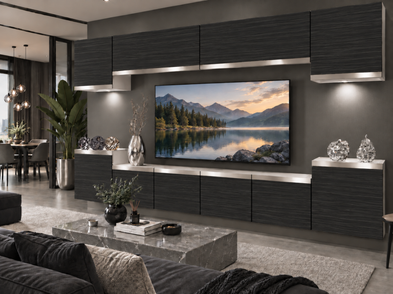 Mobilă de sufragerie Prestige 300 cm TV/RTV negru abanos Producător IMP P Hepburn 4/5/W/HK/0/0/SL