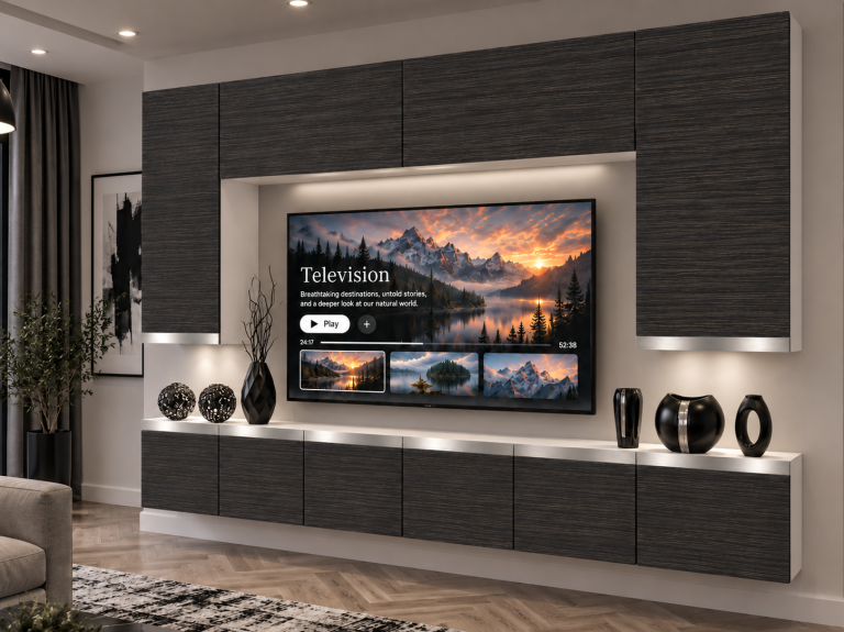 Mobilă de sufragerie Prestige 300 cm TV/RTV negru abanos Producător IMP P Monroe 2/5/W/HK/0/0/SL