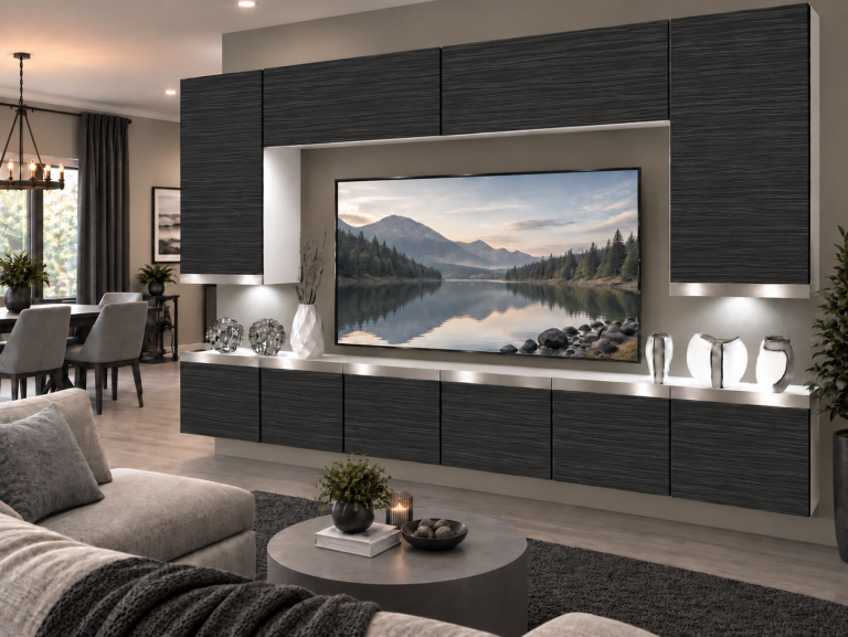 Mobilă de sufragerie Prestige 300 cm TV/RTV negru abanos Producător IMP P Monroe 2/5/W/HK/0/0/SL