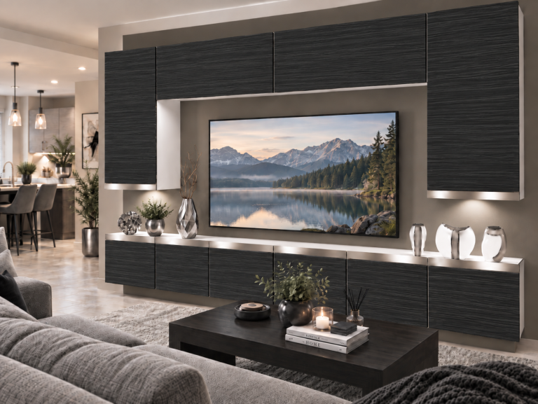 Mobilă de sufragerie Prestige 300 cm TV/RTV negru abanos Producător IMP P Monroe 2/5/W/HK/0/0/SL