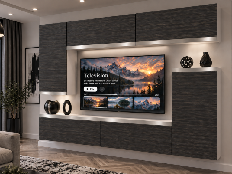 Mobilă sufragerie Prestige 250 cm pentru TV/RTV, negru, abanos. Producător IMP P Woody 8/5/W/HK/0/0/SL