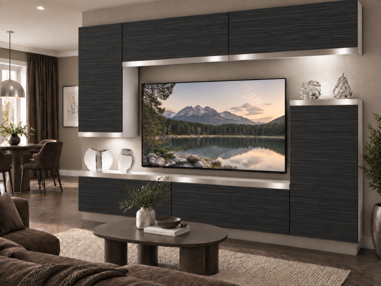Mobilă sufragerie Prestige 250 cm pentru TV/RTV, negru, abanos. Producător IMP P Woody 8/5/W/HK/0/0/SL
