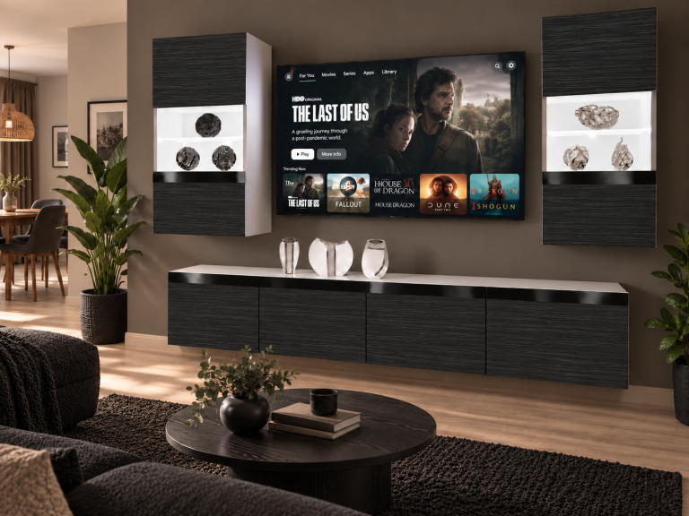 Mobilă sufragerie Prestige 200 cm pentru TV/RTV, negru, abanos. Producător IMP P Keanu 7/5/W/HK/0/0/CP