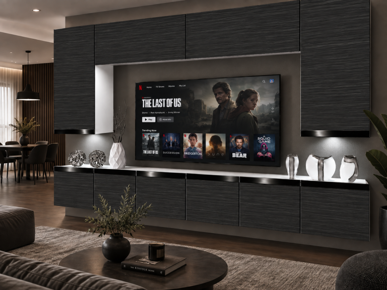 Mobilă de sufragerie Prestige 300 cm TV/RTV negru abanos Producător IMP P Monroe 2/5/W/HK/0/0/CP