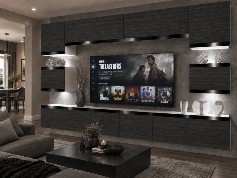 Mobilă de sufragerie Prestige 300 cm TV/RTV negru abanos Producător IMP P Tarantino 3/5/W/HK/0/0/CP