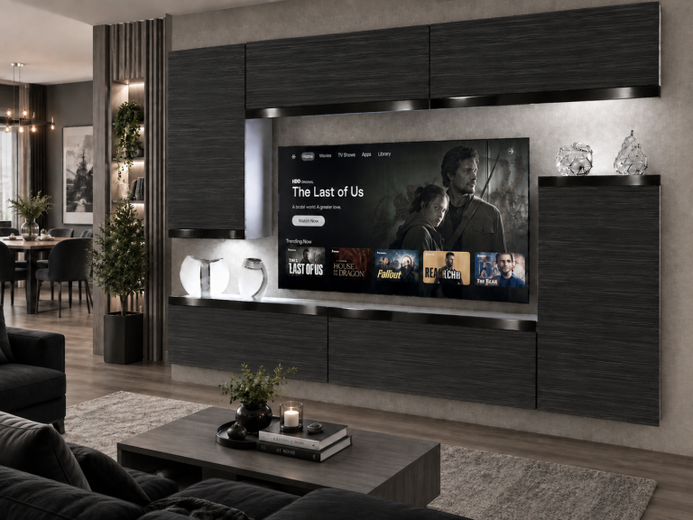 Mobilă sufragerie Prestige 250 cm pentru TV/RTV, negru, abanos. Producător IMP P Woody 8/5/W/HK/0/0/CP