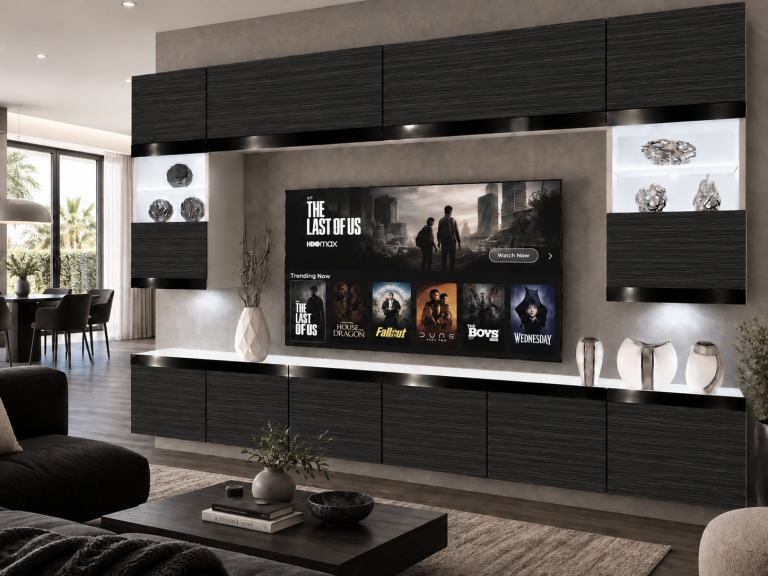 Mobilă de sufragerie  Prestige 300 cm TV/RTV negru abanos Producent IMP P2 Nolan 1/5/W/HK/0/0/CP