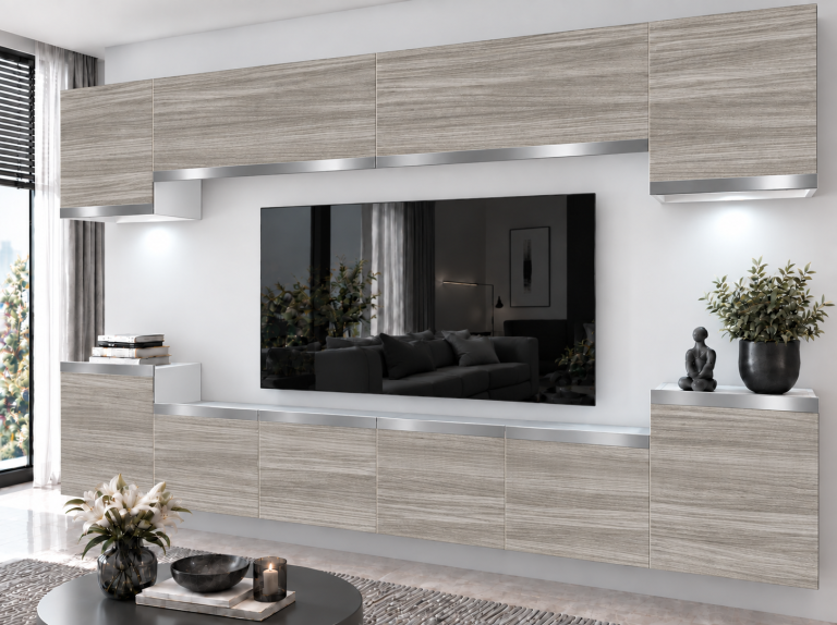 Mobilă de sufragerie Prestige 300 cm TV/RTV gri antracit grafit Producător IMP P Hepburn 4/5/W/GW1/0/0/SL