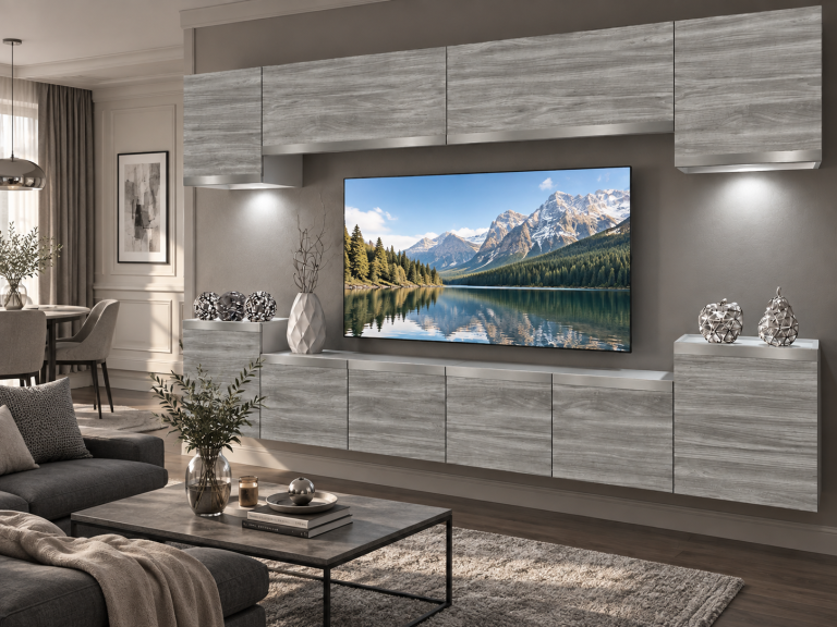 Mobilă de sufragerie Prestige 300 cm TV/RTV gri antracit grafit Producător IMP P Hepburn 4/5/W/GW1/0/0/SL
