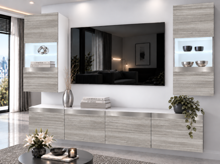 Mobilă sufragerie Prestige 200 cm pentru TV/RTV, gri antracit, grafit. Producător: IMP P Keanu 7/5/W/GW1/0/0/SL