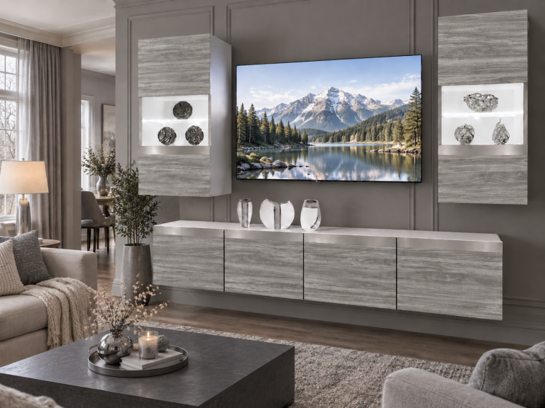 Mobilă sufragerie Prestige 200 cm pentru TV/RTV, gri antracit, grafit. Producător: IMP P Keanu 7/5/W/GW1/0/0/SL