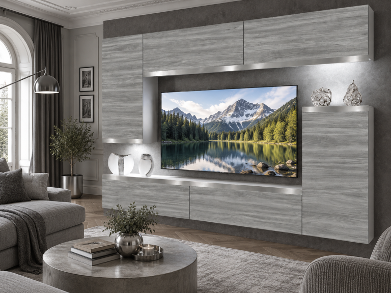 Mobilă sufrageria Prestige 250 cm pentru TV/RTV, gri antracit, grafit. Producător: IMP P Woody 8/5/W/GW1/0/0/SL