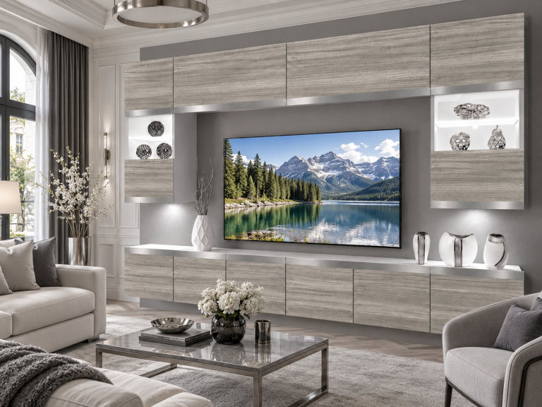 Mobilă de sufragerie Prestige 300 cm TV/RTV gri antracit grafit Producător IMP P2 Nolan 1/5/W/GW1/0/0/SL
