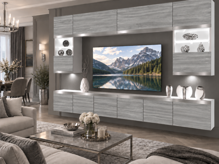 Mobilă de sufragerie Prestige 300 cm TV/RTV gri antracit grafit Producător IMP P2 Nolan 1/5/W/GW1/0/0/SL