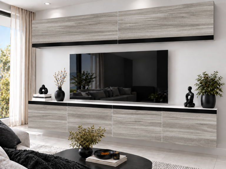 Mobilă sufragerie Prestige 200 cm pentru TV/RTV, gri antracit, grafit. Producător: IMP P Brando 6/5/W/GW1/0/0/CM