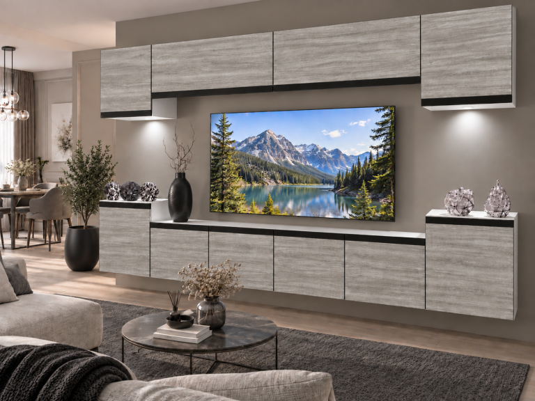 Mobilă de sufragerie Prestige 300 cm TV/RTV gri antracit grafit Producător IMP P Hepburn 4/5/W/GW1/0/0/CM
