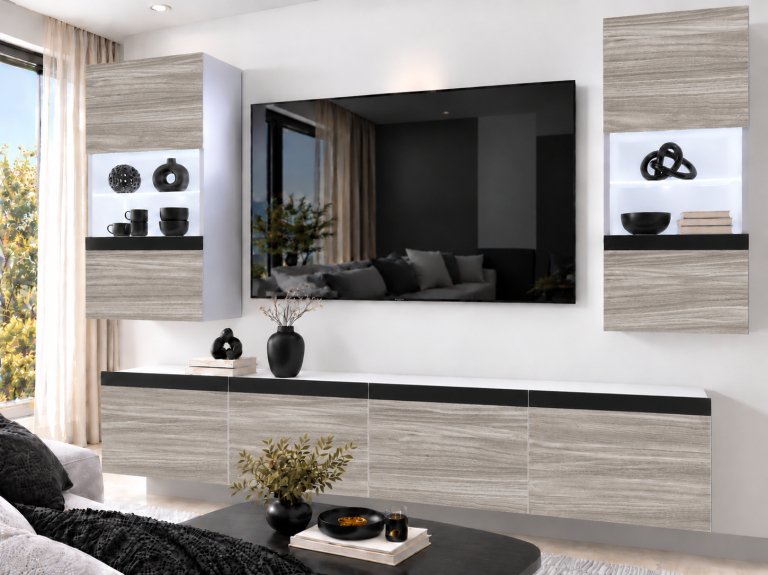 Mobilă sufragerie Prestige 200 cm pentru TV/RTV, gri antracit, grafit. Producător: IMP P Keanu 7/5/W/GW1/0/0/CM