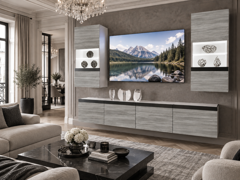 Mobilă sufragerie Prestige 200 cm pentru TV/RTV, gri antracit, grafit. Producător: IMP P Keanu 7/5/W/GW1/0/0/CM