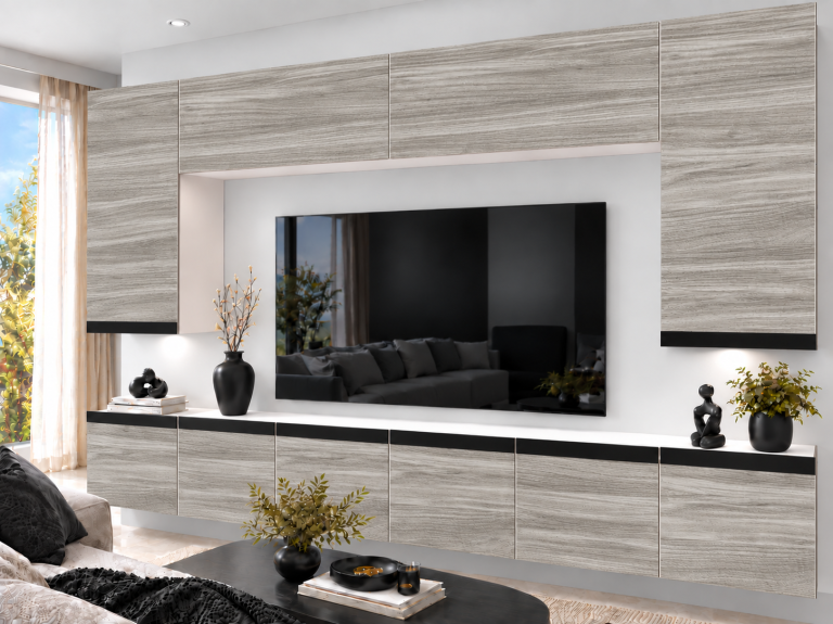 Mobilă de sufragerie Prestige 300 cm TV/RTV gri antracit grafit Producător IMP P Monroe 2/5/W/GW1/0/0/CM
