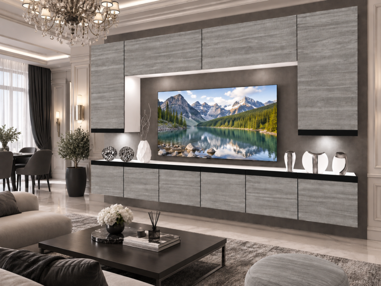 Mobilă de sufragerie Prestige 300 cm TV/RTV gri antracit grafit Producător IMP P Monroe 2/5/W/GW1/0/0/CM