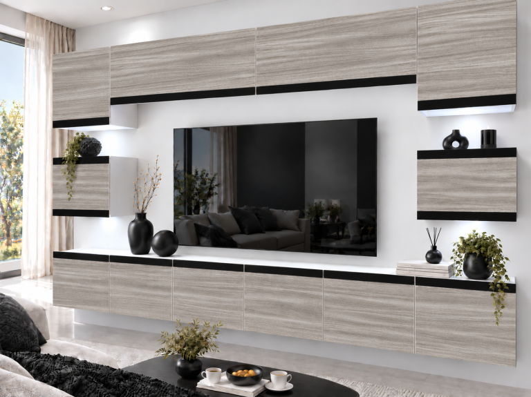 Mobilă de sufragerie Prestige 300 cm TV/RTV gri antracit grafit Producător IMP P Tarantino 3/5/W/GW1/0/0/CM