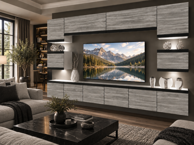 Mobilă de sufragerie Prestige 300 cm TV/RTV gri antracit grafit Producător IMP P Tarantino 3/5/W/GW1/0/0/CM