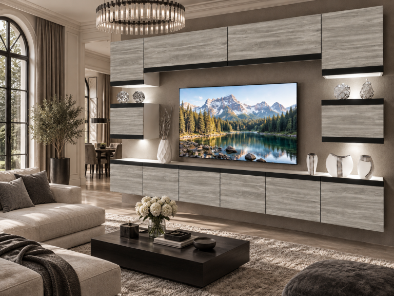 Mobilă de sufragerie Prestige 300 cm TV/RTV gri antracit grafit Producător IMP P Tarantino 3/5/W/GW1/0/0/CM