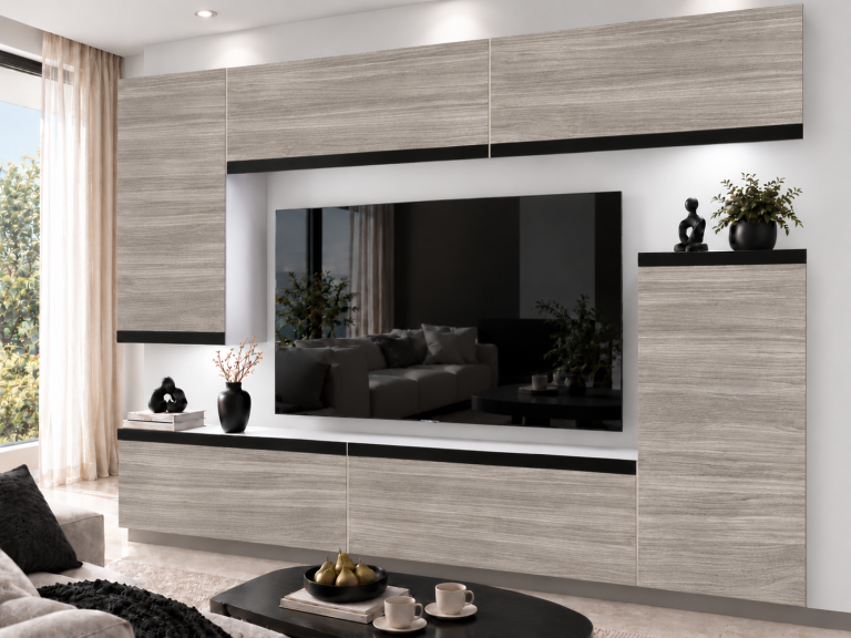 Mobilă sufragerie Prestige 250 cm pentru TV/RTV, gri antracit, grafit. Producător: IMP P Woody 8/5/W/GW1/0/0/CM