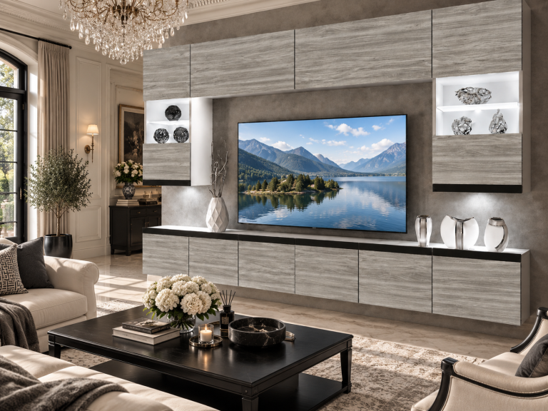 Mobilă  sufragerie Prestige 300 cm TV/RTV gri antracit grafit Producător IMP P1 Nolan 1/5/W/GW1/0/0/CM