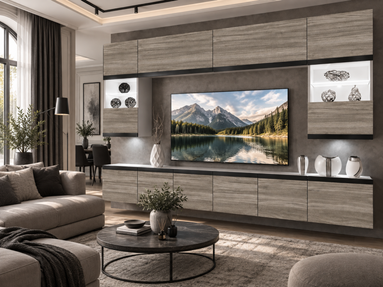 Mobilă sufragerie Prestige 300 cm TV/RTV gri antracit grafit Producător IMP P2 Nolan 1/5/W/GW1/0/0/CM