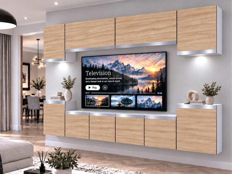 Mobilă de sufragerie Prestige 300 cm TV/RTV aspect coloristic stejar  wotan, stejar sonoma Producător IMP P Hepburn 4/5/W/DS/0/0/SL
