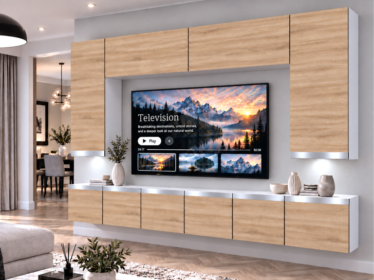 Mobilă de sufragerie Prestige 300 cm TV/RTV aspect coloristic stejar Wotan stejar Sonoma Producător IMP P Monroe 2/5/W/DS/0/0/SL