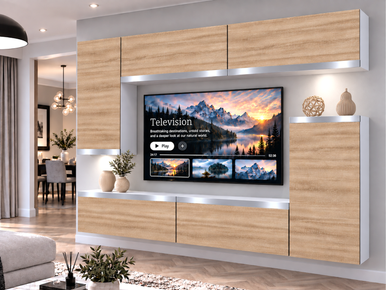 Mobilă sufragerie Prestige 250 cm pentru TV/RTV, fabricat din stejar, stejar Wotan, stejar Sonoma, Producător: IMP P Woody 8/5/W/DS/0/0/SL