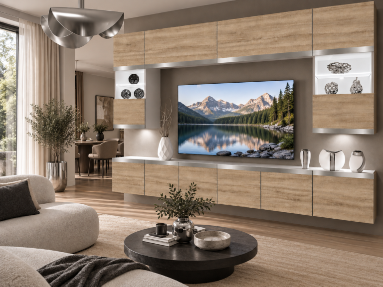 Mobilă sufragerie Prestige 300 cm TV/RTV stejar Wotan stejar Sonoma Producător IMP P2 Nolan 1/5/W/DS/0/0/SL