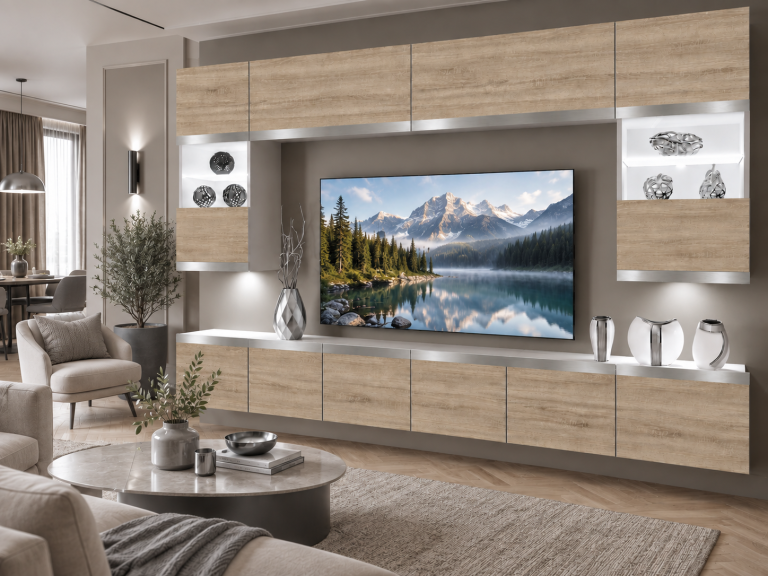 Mobilă sufragerie Prestige 300 cm TV/RTV stejar Wotan stejar Sonoma Producător IMP P2 Nolan 1/5/W/DS/0/0/SL