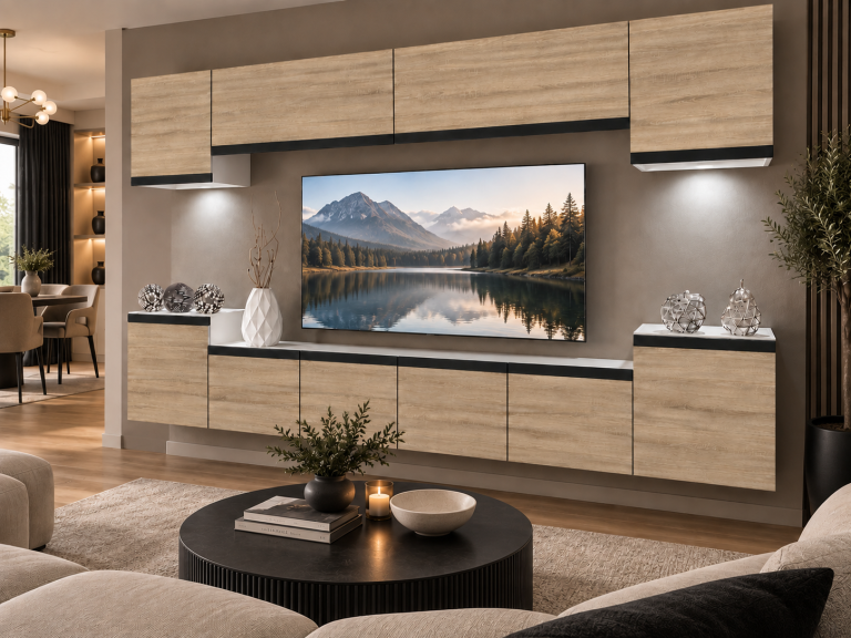 Mobilă de sufragerie  Prestige 300 cm, TV/RTV aspect coloristic stejar Wotan, stejar Sonoma, Producător IMP P Hepburn 4/5/W/DS/0/0/CM